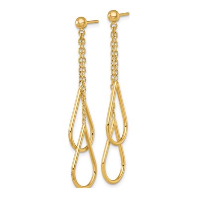 14K Yellow Gold Two Teardrop Dangle Earrings – view 3