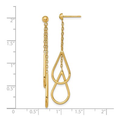 14K Yellow Gold Two Teardrop Dangle Earrings – view 4