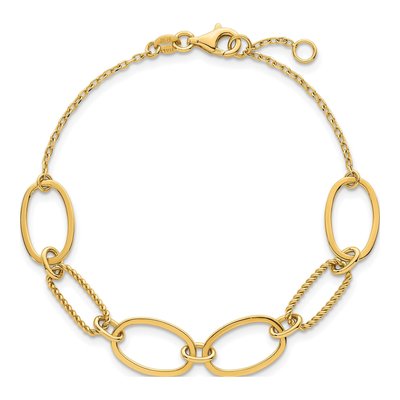 14K Yellow Gold Twisted Oval Link Bracelet – view 5