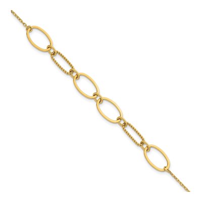 14K Yellow Gold Twisted Oval Link Bracelet
