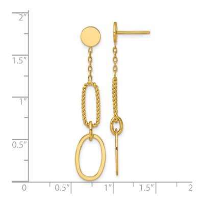 14K Yellow Gold Twisted Oval Link Dangle Earrings – view 4