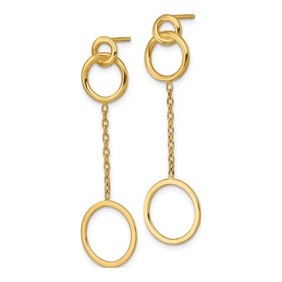 14K Yellow Gold Circles Dangle Earrings – view 3