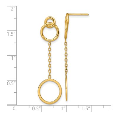 14K Yellow Gold Circles Dangle Earrings – view 4