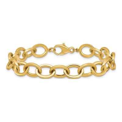 14K Yellow Gold Round Cable Link Bracelet – view 4