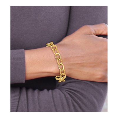 14K Yellow Gold Round Cable Link Bracelet – view 7