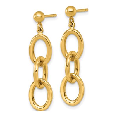 14K Yellow Gold Oval Dangle Earrings – view 3