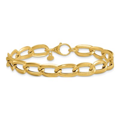14K Yellow Gold Textured Curb Link Bracelet – view 4
