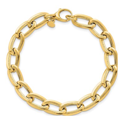14K Yellow Gold Textured Curb Link Bracelet – view 5
