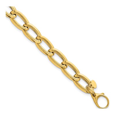 14K Yellow Gold Textured Curb Link Bracelet