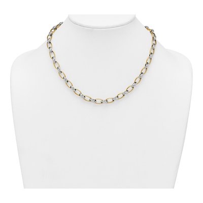 14K Two-Tone Gold 6.8mm Oval Link Chain – view 4