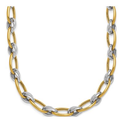 14K Two-Tone Gold 6.8mm Oval Link Chain