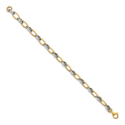14K Two-Tone Gold Fancy Oval Link Bracelet – view 3