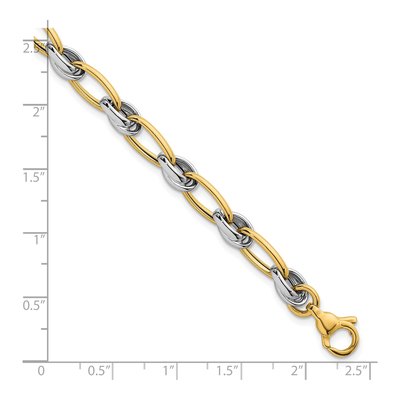 14K Two-Tone Gold Fancy Oval Link Bracelet – view 6