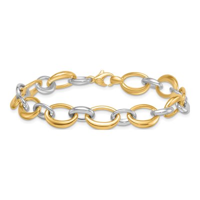 14K Two-Tone Gold Fancy Oval Link Bracelet – view 4
