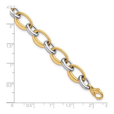 14K Two-Tone Gold Fancy Oval Link Bracelet – view 6