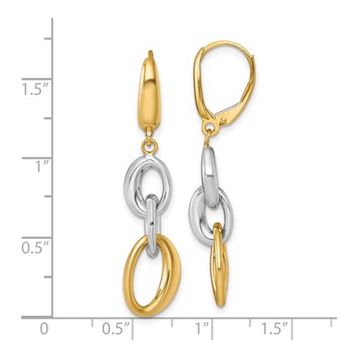 14K Two-Tone Gold Oval Link Leverback Earrings – view 3