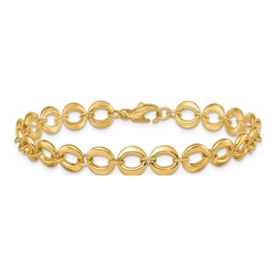 14K Yellow Gold Fancy Circle Link Bracelet – view 4