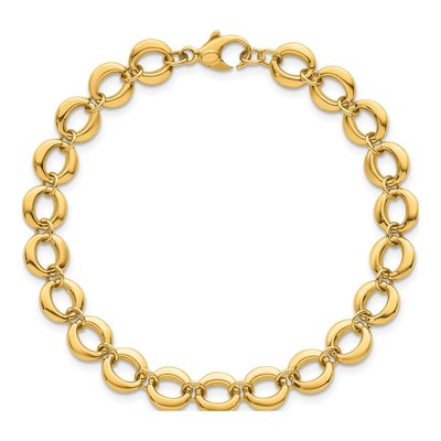 14K Yellow Gold Fancy Circle Link Bracelet – view 5