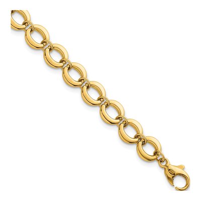 14K Yellow Gold Fancy Circle Link Bracelet