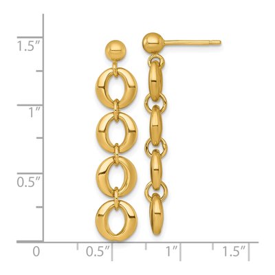14K Yellow Gold Fancy Circle Link Dangle Earrings – view 4
