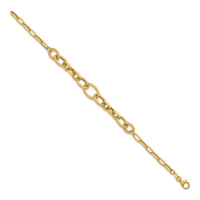14K Yellow Gold Textured Link Bracelet – view 3