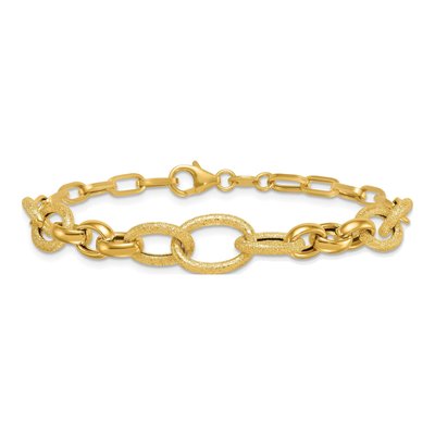 14K Yellow Gold Textured Link Bracelet – view 4