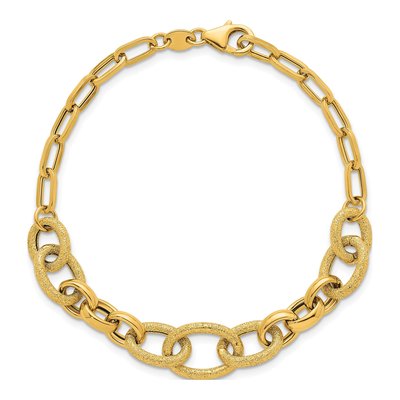 14K Yellow Gold Textured Link Bracelet – view 5