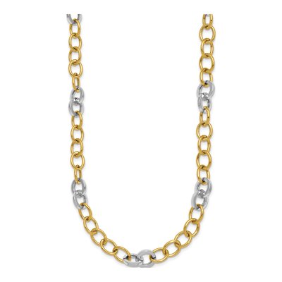 14K Two-Tone Gold 9.75mm Fancy Cable 18-inch Link Chain – view 3