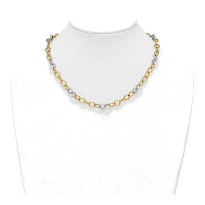 14K Two-Tone Gold 9.75mm Fancy Cable 18-inch Link Chain – view 4