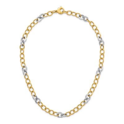 14K Two-Tone Gold 9.75mm Fancy Cable 18-inch Link Chain – view 5