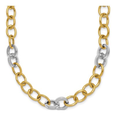 14K Two-Tone Gold 9.75mm Fancy Cable 18-inch Link Chain