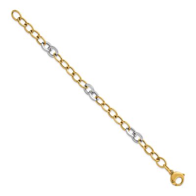 14K Two-Tone Gold Fancy Circle Cable Bracelet – view 3