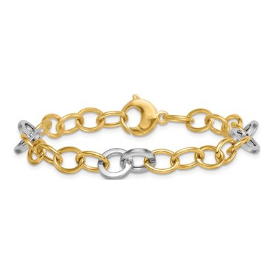 14K Two-Tone Gold Fancy Circle Cable Bracelet – view 4
