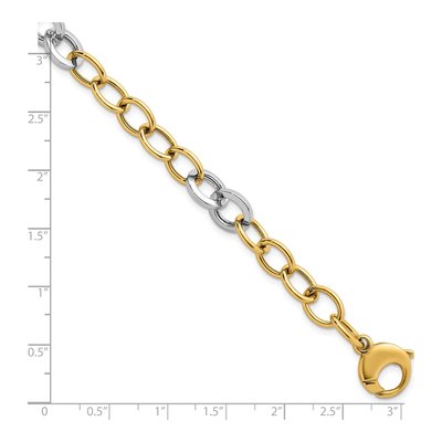 14K Two-Tone Gold Fancy Circle Cable Bracelet – view 6