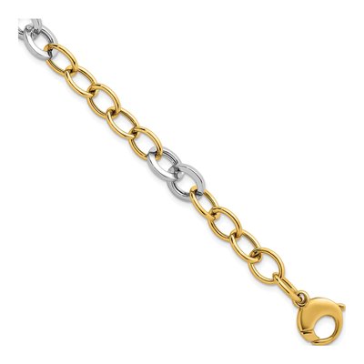 14K Two-Tone Gold Fancy Circle Cable Bracelet
