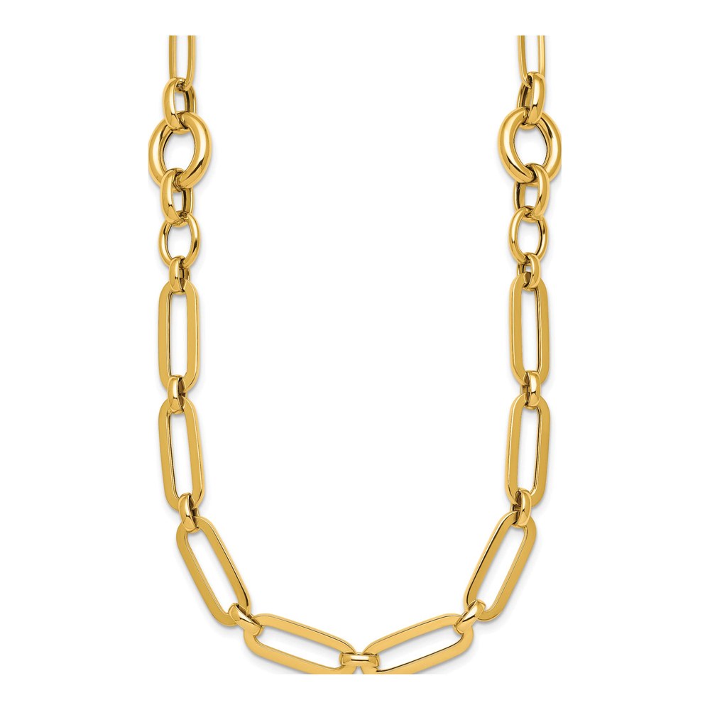 14K Polished Fancy Paperclip Link 17.25 Inch Necklace with Lobster Clasp