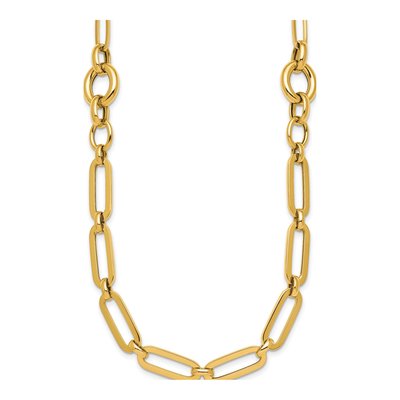14K Yellow Gold 12mm Fancy Paperclip Chain