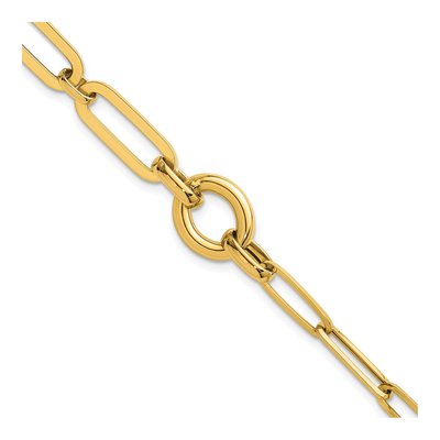 14K Yellow Gold Paperclip Circle Bracelet