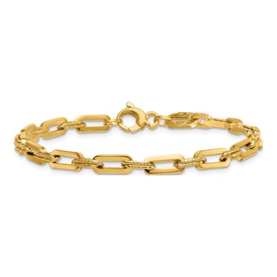 14K Yellow Gold Double Fancy Link Bracelet – view 4