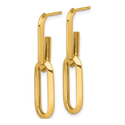 14K Yellow Gold Paperclip Link Dangle Earrings – view 3