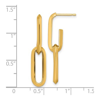 14K Yellow Gold Paperclip Link Dangle Earrings – view 4