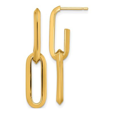 14K Yellow Gold Paperclip Link Dangle Earrings