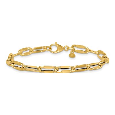 14K Yellow Gold Flattened Oval Link Bracelet – view 4