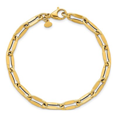 14K Yellow Gold Flattened Oval Link Bracelet – view 5