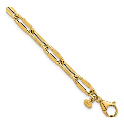 14K Yellow Gold Flattened Oval Link Bracelet