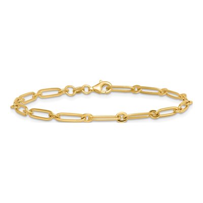 14K Yellow Gold 3.75mm Round Paperclip Chain Bracelet – view 4