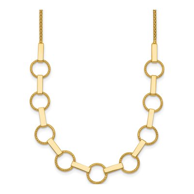 14K Yellow Gold Circles Bars Necklace