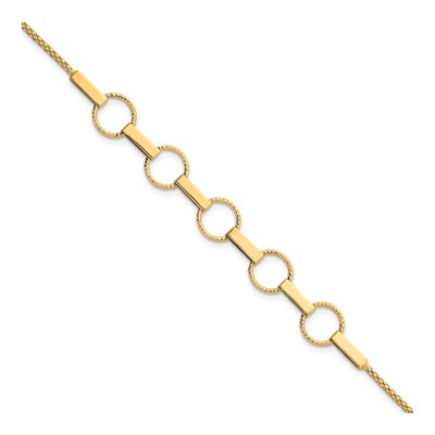 14K Yellow Gold Circles Bars Bracelet