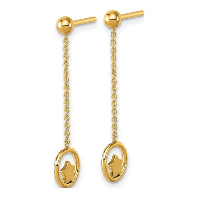 14K Yellow Gold Star Circle Dangle Earrings – view 2