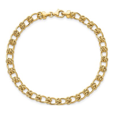 14K Yellow Gold 5mm Fancy Knot Link Chain Bracelet – view 5